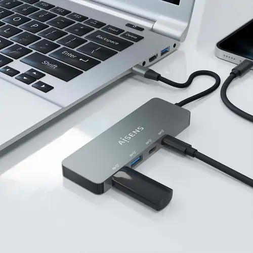 Hub USB 3.2 Gen2 10G USB-C, USB-C/M-2xUSB-C/H-2xUSB-A/H, Gris, 15cm - Imagen 5