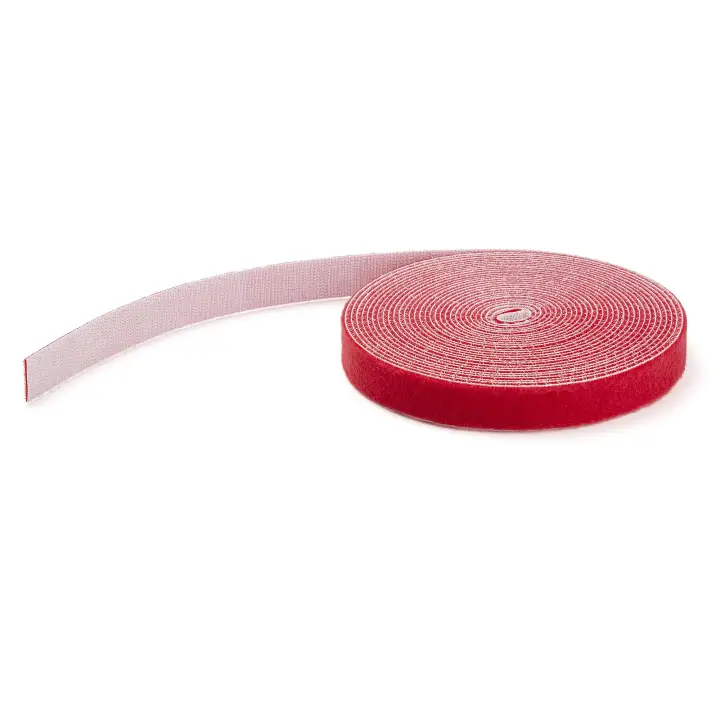 Bobina de 7,6m de Gancho y Bucle - Tiras Reutilizables de Gancho y Bucle - Cinta Sujetacables - Envolturas Ajustables de Tela para Gestión de Cableado - Rojo - Imagen 5