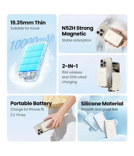 25208 batería externa 10000 mAh Cargador inalámbrico Beige - Imagen 3
