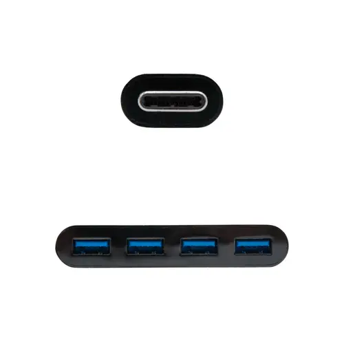 Adaptador USB-C a 4xUSB 3.0. USB-C/M-USB 3.0/H, Negro, 10 cm - Imagen 2