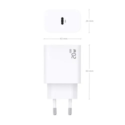 Cargador GaN 20W, 1xUSB-C PD3.0, Blanco - Imagen 4