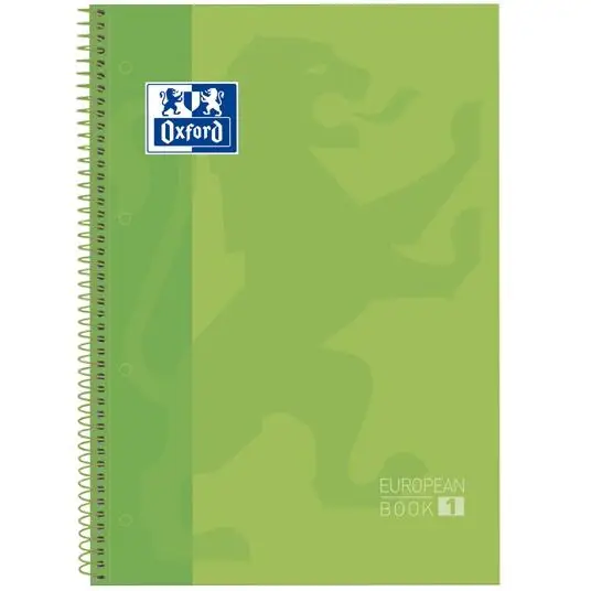 OXFORD CUADERNO EUROPEANBOOK 1 MICROPERFORADO 80 HOJAS 1 LINEA TAPAS EXTRADURAS CLASSIC A4+ VERDE MANZANA -5U-