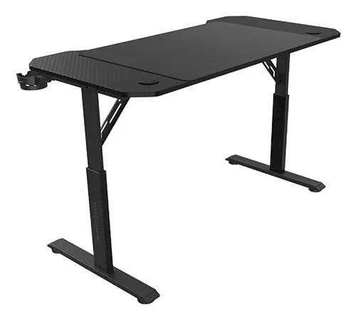 MGD-ERGO120, Mesa Altura Ajustable 3 Posiciones, Superficie Ergonómica, Estructura Metálica, Alfombrilla XXL, Soporte Auriculares y Bebida, Gestión Cableado, Mesa Gaming 120x60cm, Negro - Imagen 3