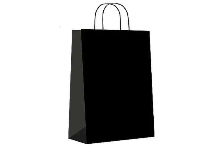 Paq.25 bolsas papel asa retorcida formato s 24+10x32cm 90gr negro 02004027