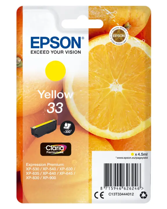 Oranges Singlepack Yellow 33 Claria Premium Ink