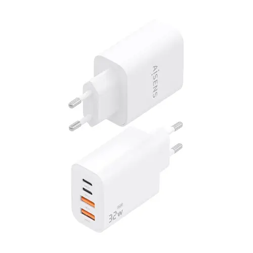 Cargador GaN 32W, 2xUSB-C PD3.0, 2xUSB-A, Blanco - Imagen 3