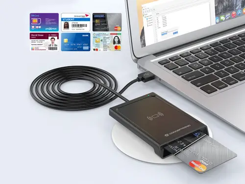 BIAN11B lector de tarjeta inteligente Interior USB USB 2.0 Negro - Imagen 2