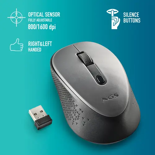 DEW ratón Oficina Ambidextro RF inalámbrico Óptico 1600 DPI - Imagen 6