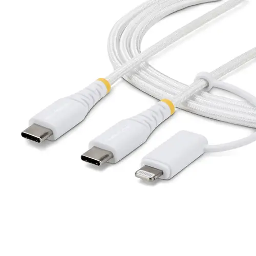 Cable de Carga USB-C de 1m con Adaptador Lightning - Cable Cargador USB Tipo C - 30W/60W(3A) - Cable Tipo C Certificado Apple MFi - Cable Trenzado USB Tipo C para iPhone/iPad/Android - Imagen 1