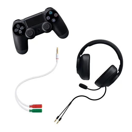 Cable adaptador Audio Jack 3.5/M 4pines - 2xJack 3.5/H 3pines, blanco, 20 cm - Imagen 2