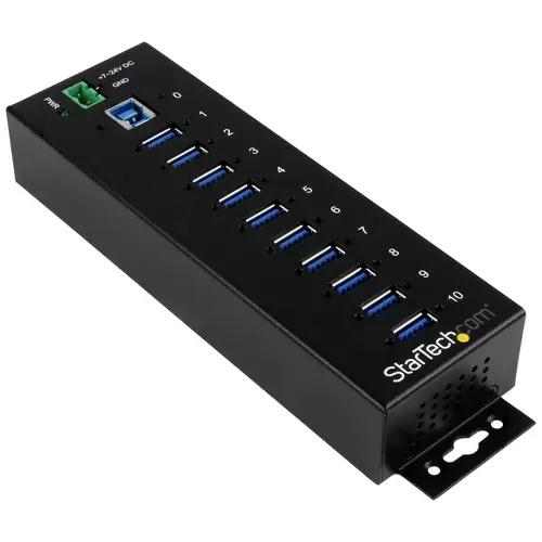 Hub Industrial de 10 Puertos USB 3.0 - 5Gbps - Ladrón Concentrador USB-A con Protección Antiestática ESD y Protección de Picos - de Montaje en Carril DIN Pared o Escritorio - Hub TAA - Imagen 1
