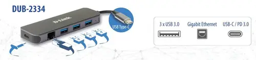 DUB-2334 base para portátil y replicador de puertos Alámbrico USB Tipo C Gris - Imagen 3