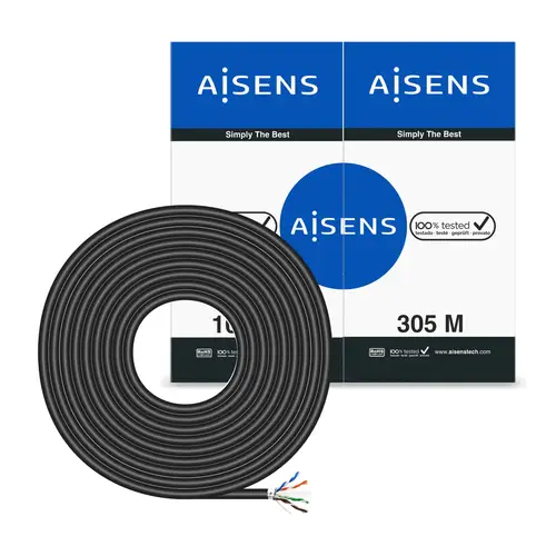 Cable de Red Exterior Impermeable RJ45 Cat.6 FTP Rigido AWG24, Negro, 305M - Imagen 3