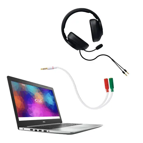 Cable adaptador Audio Jack 3.5/M 4pines - 2xJack 3.5/H 3pines, blanco, 20 cm - Imagen 4