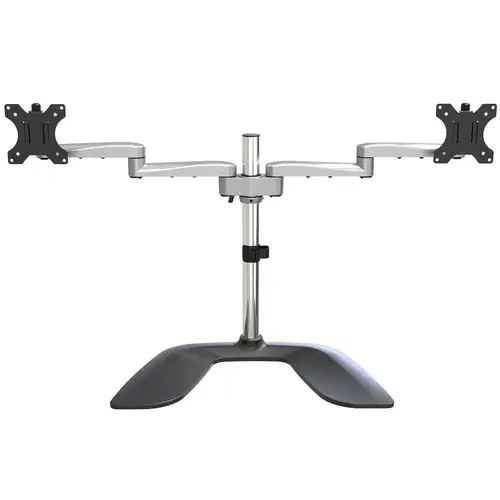 Soporte VESA de Escritorio para Dos Monitores - Soporte Ergonómico para Pantallas hasta 32" con Montaje VESA - Soporte Articulado Autoportante - Altura ajustable - Plata - Imagen 3