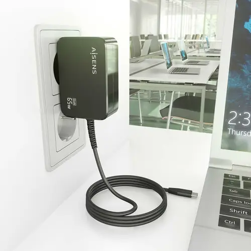 Cargador GaN 65W PD3.0 1xUSB-C 1.8m, Negro - Imagen 4