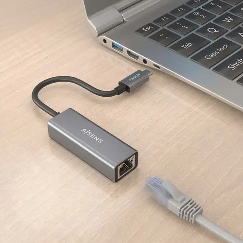 Conversor USB3.1 Gen1 USB-C a ethernet Gigabit 10/100/1000 Mbps, Gris, 15cm - Imagen 5