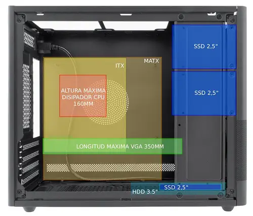 CAJA MATX MP2 NEGRA USB-C 3.2 GEN1 VENTILADOR 120 PWM FULL METAL S/FTE - Imagen 7