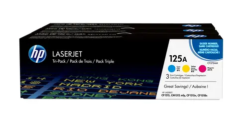 Pack de ahorro de 3 cartuchos de tóner original LaserJet 125A cian/magenta/amarillo - Imagen 1