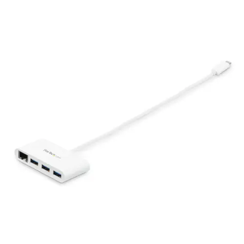 Concentrador USB 3.0 (5Gbps) de 3 Puertos con USB-C y Ethernet Gigabit - Hub Ladrón de USB Convencional - Blanco - Imagen 3