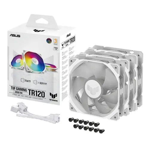TUF GAMING TR120 ARGB 3IN1 White Carcasa del ordenador Refrigerador de aire 12 cm Blanco - Imagen 11