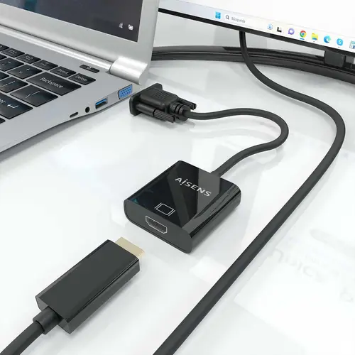 Cable conversor SVGA+Audio a HDMI, SVGA/M+Jack 3.5/H+USB MicroB/H-HDMI A/H, Negro, 20cm - Imagen 6
