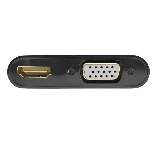 EC1457 adaptador de cable de vídeo DisplayPort HDMI + VGA (D-Sub) Negro - Imagen 2