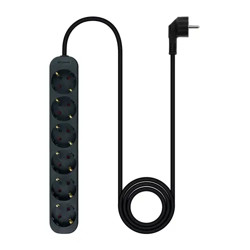 Regleta de Enchufes con 6 Tomas, 1.4 m, Negro - Imagen 2