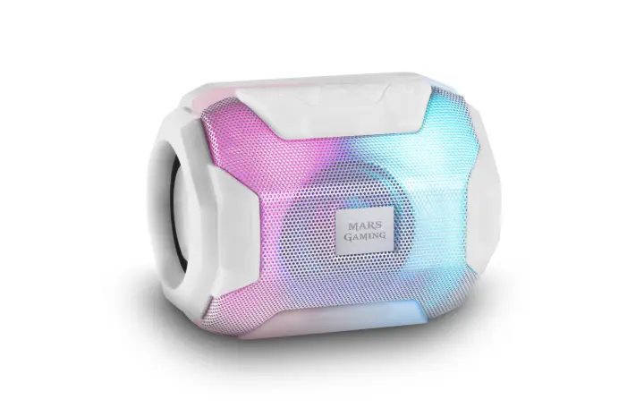 MSBAXW, Altavoz Bluetooth RGB, Compacto,10W, USB/MicroSD/Radio, Blanco