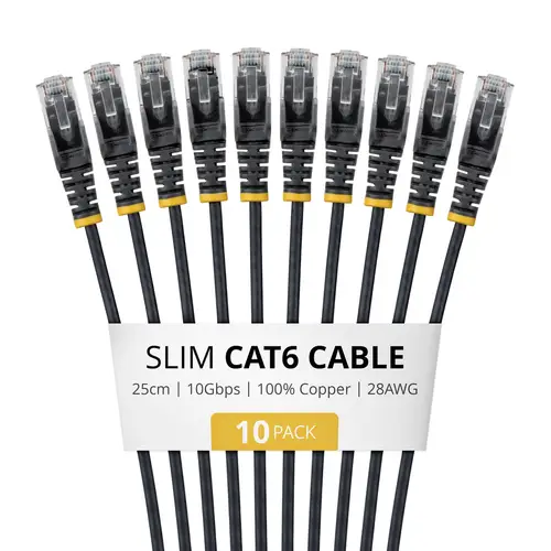 N6PAT25CMBKS10PK cable de red Negro 0,25 m Cat6 U/UTP (UTP) - Imagen 1