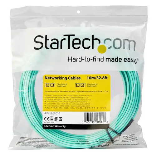 Cable de 10m de Fibra Óptica Multimodo LC/UPC a LC/UPC OM4 - 50/125µm - Fibra LOMMF/VCSEL - Redes de 100G - Cable LSZH - Baja Pérdida de Inserción - Low Insertion Loss - Imagen 4