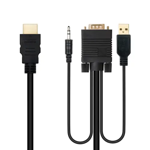 Cable Conversor HDMI a VGA+Audio+USB, 1.8 m, Negro - Imagen 2