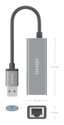 Conversor USB 3.0 a ethernet Gigabit 10/100/1000 Mbps, Gris, 15cm - Imagen 4