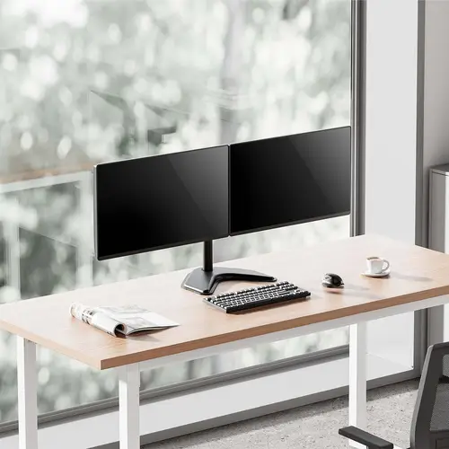 Soporte de mesa con peana eco giratorio e inclinable para monitor/TV 10kg (3 Pivotes, 2 Brazos) de 17-32, Negro - Imagen 5