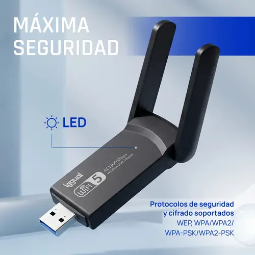Adaptador USB Wifi 1300 Mbps dual 2.4G/5G - Imagen 7