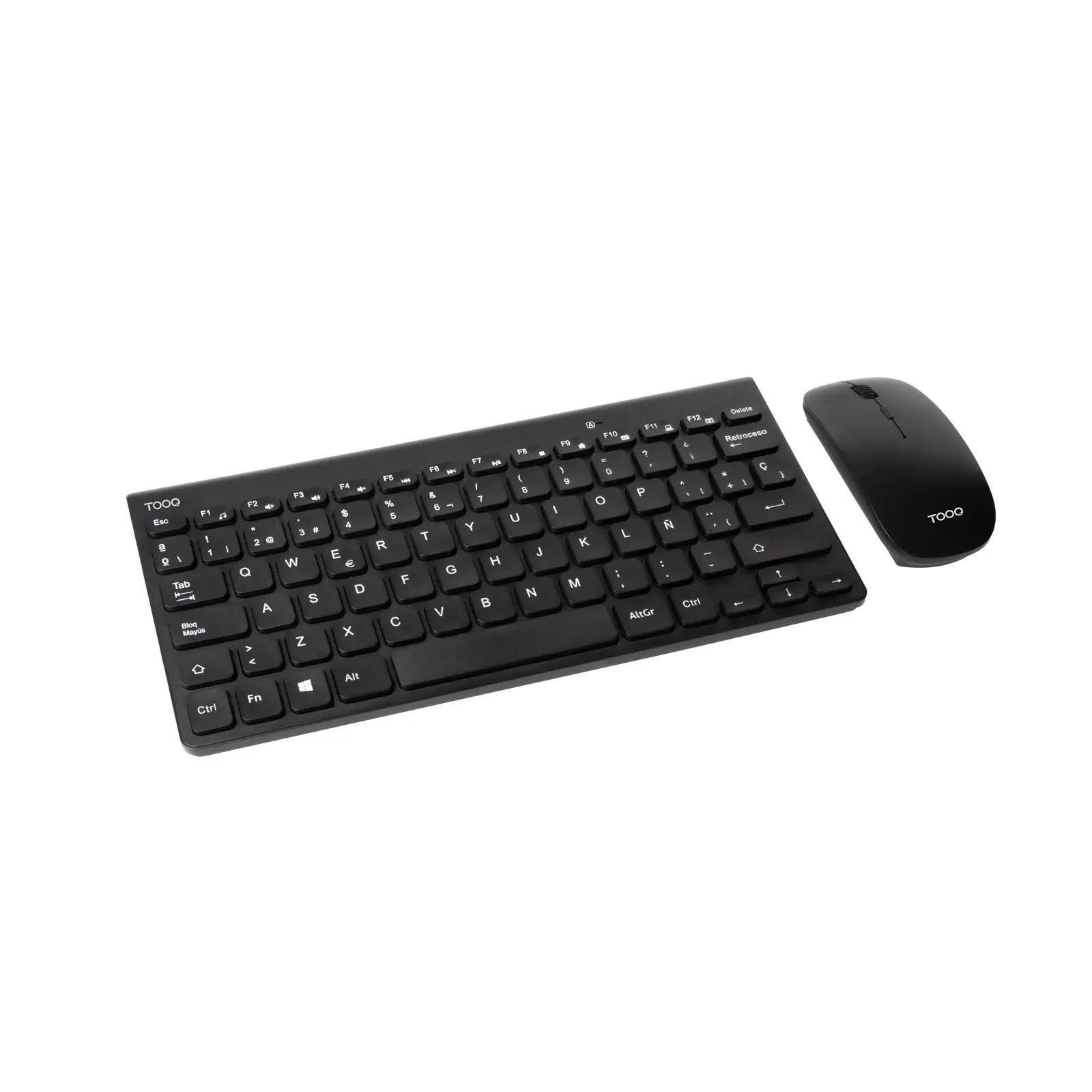 Teclado compacto + Ratón slim inalámbrico, Negro