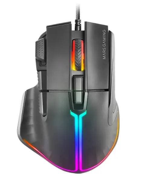 MM-XT, Ratón Gaming RGB, Diseño Ergonómico con Reposa Pulgar, Sensor Óptico 12800DPI, 9 Botones Configurables, Switches Huano, Software de Control, Compatibilidad Multiplataforma, Negro - Imagen 2