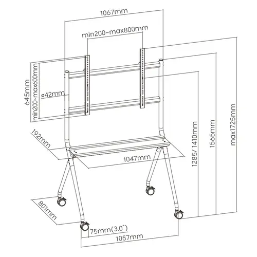 EW1542 soporte para pantalla de señalización 2,18 m (86") Negro - Imagen 9