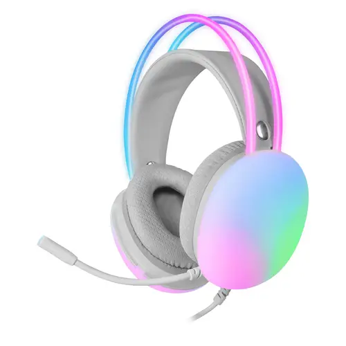 MH-GLOW Rosa, Auriculares 360° Full Chroma RGB Flow, Micrófono Cancelación de Ruido, Diseño Ultra-ligero, Almohadillas Mempory-Foam, Compatibilidad Universal - Imagen 3
