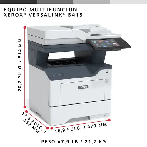 VersaLink B415 A4 47ppm Copia/impresión/escaneado/fax a doble cara PS3 PCL5e/6 2 bandejas 650 hojas - Imagen 20