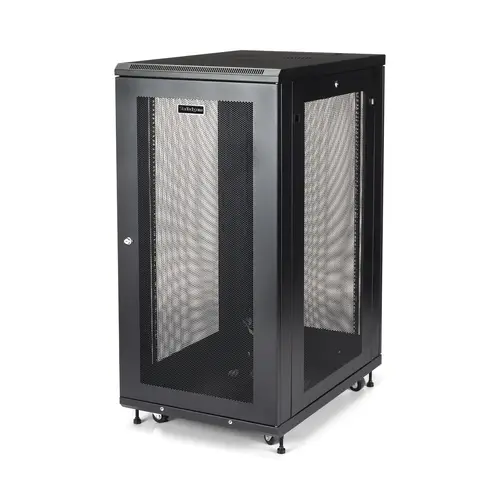 Armario Rack para Servidores 24U 19" 4 Columnas - Rack de Servidores con Cerradura y Seguro - Rack con Ruedas y Carriles de Montaje Ajustables para Equipo de Red - Imagen 1