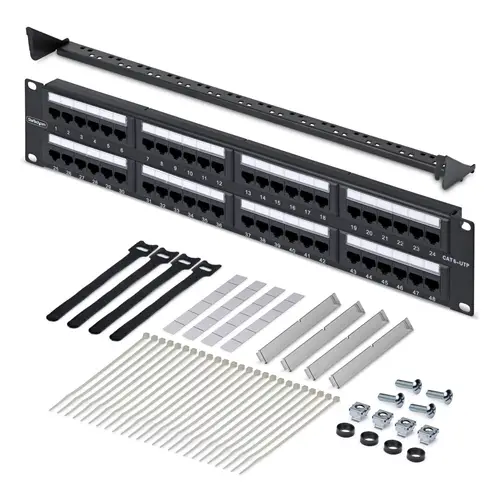Panel de Parcheo 2U de 48 Puertos Cat6 RJ45 de Montaje en Rack de Servidores - UTP -Tipo 110 Punch Down - Panel de Parcheo para Rack de Servidores de Red - Imagen 6
