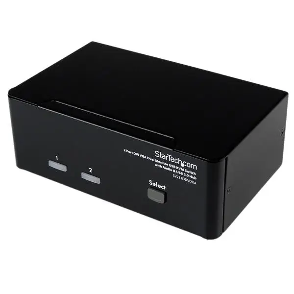 Conmutador Switch KVM de 2 Puertos Doble Monitor DVI VGA Audio 4 ..