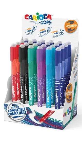 CARIOCA BOLÍGRAFO OOPS BORRABLE COLORES SURTIDOS - EXPOSITOR DE 24