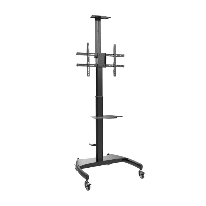 Soporte de Suelo ECO con Ruedas y Manivela, Bandeja para DVD y Soporte de Cámara para Monitor/TV 50Kg de 37-70, Negro