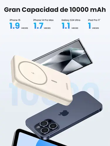 25208 batería externa 10000 mAh Cargador inalámbrico Beige - Imagen 19