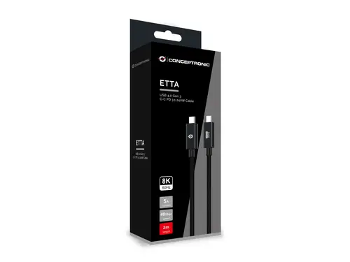 ETTA04B20 cable USB USB4 Gen 3x2 2 m USB C Negro - Imagen 4