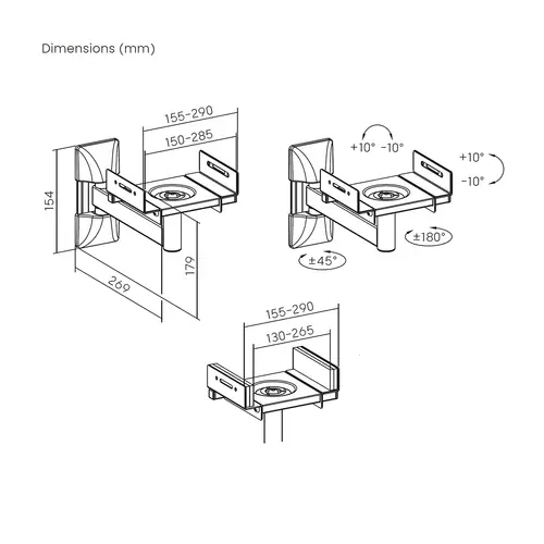 Soporte Universal De Pared Giratorio E Inclinable Para Altavoces, Negro - Imagen 7