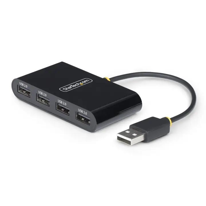 Hub USB 2.0 de 4 Puertos - Ladrón USB Alimentado por el Bus - 480Mbps - Hub Portátil Externo USB - Multiplicador USB - Protección de Sobrecorriente