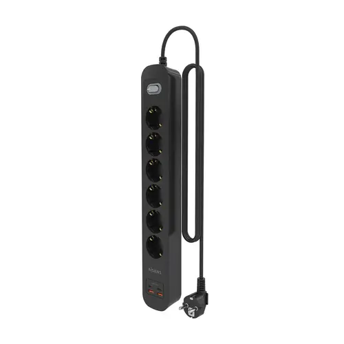 Regleta de Enchufes Multifuncion con 6 Tomas + Cargador PD3.0 20W 2xUSB-C, 2xUSB-A, 1.4m, Negro - Imagen 3